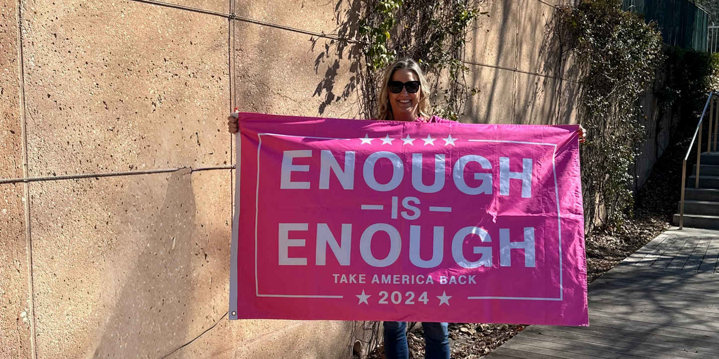 Enough Is Enough TAKE AMERICA BACK Pink Flag - Heavy Duty 3-Ply Flag